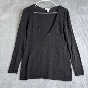 LOFT Top Womens S Black 100% Pima Cotton Lagenlook Career Workwear Office Casual